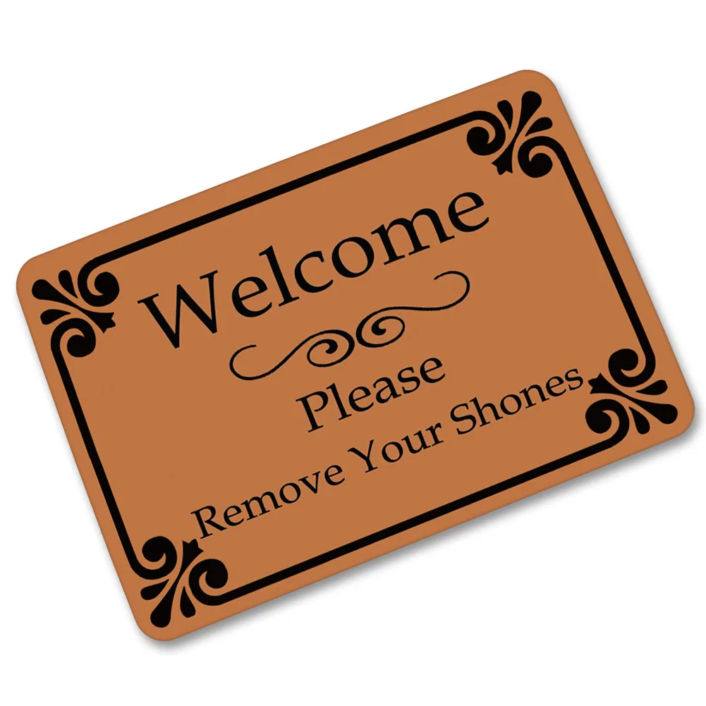 Zeegle Rubber Rugs Doormat Non-slip Floor Funny Please Take Off Your Shoes Doormat Thin Welcome Floor Mat And Foot Rug