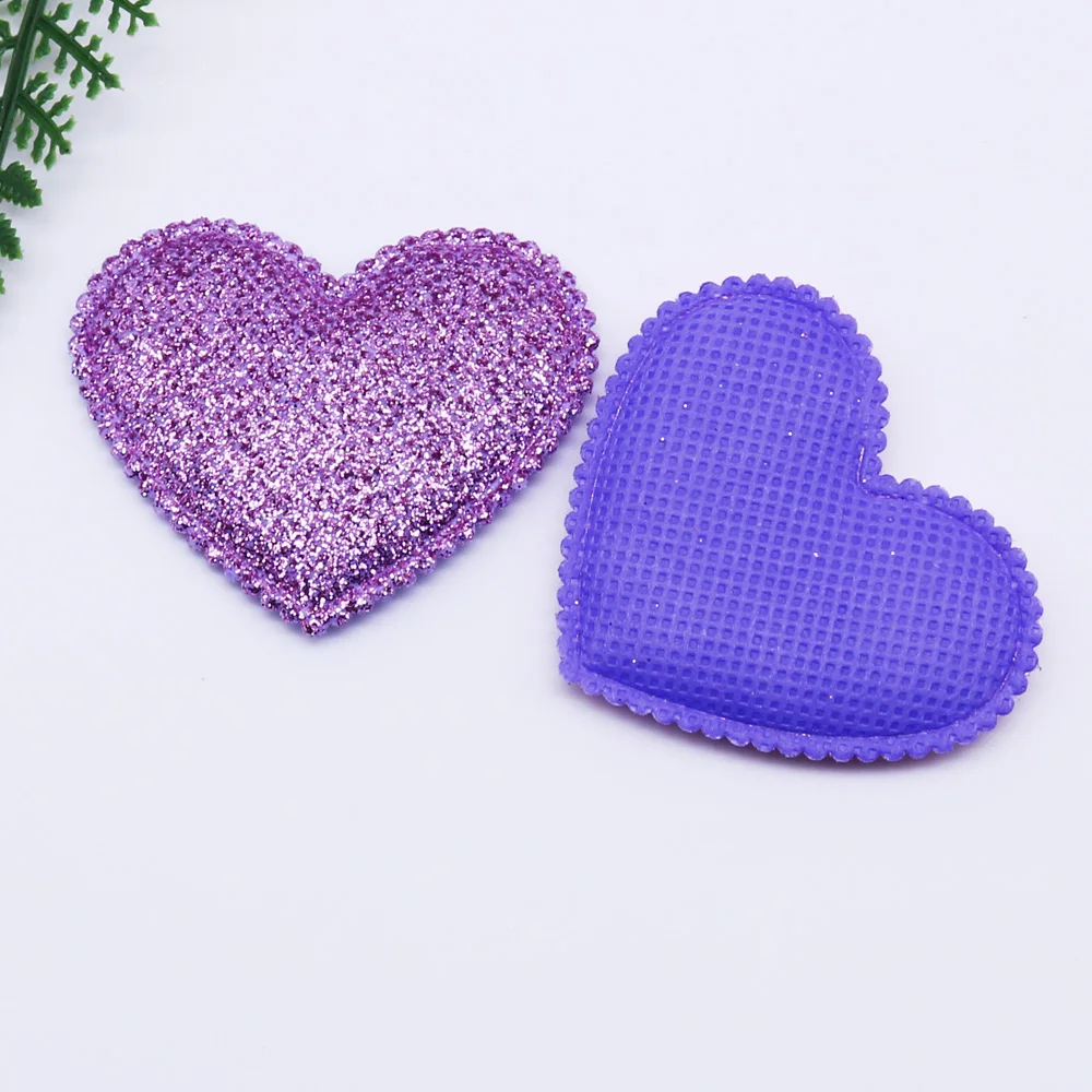 20/30pcs Glitter Padded Sequin cloth Pretty Love peach Appliques Wedding Patches DIY Hair Clip Accessories Craft Supplies TP-055 - Цвет: Светло-фиолетовый