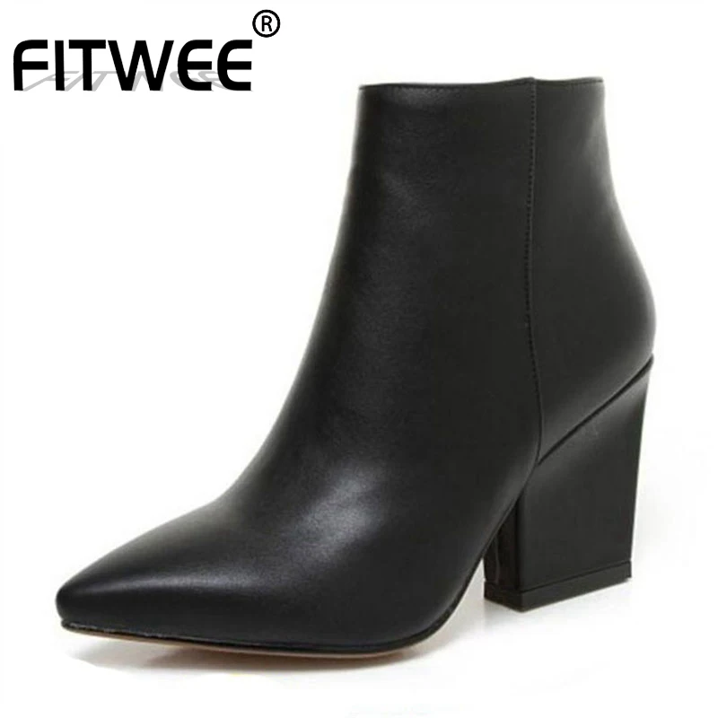 FITWEE плюс Размеры Большие размеры 32-43 цвет: черный женские туфли с острым носком