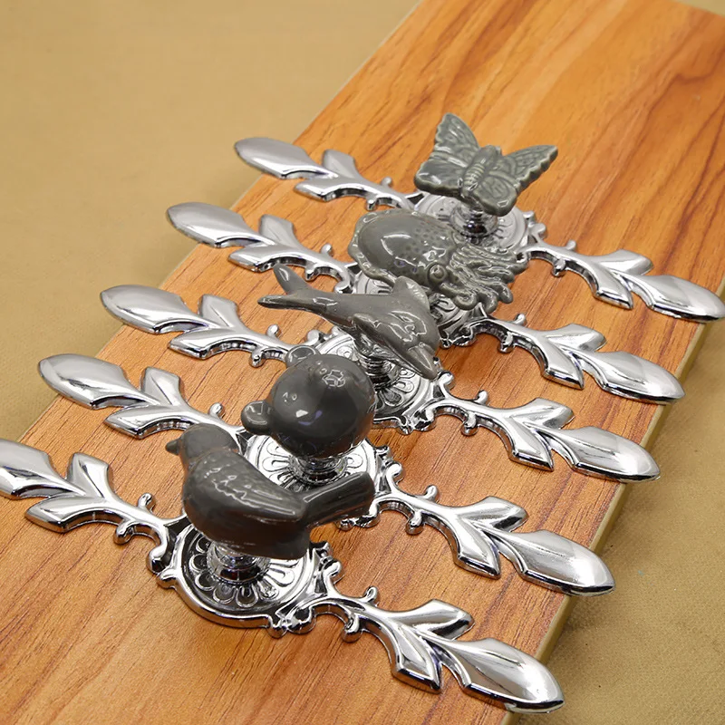 

4 Pcs/Lot Cabinet Door Handle Drawer Modern Simple Furniture Hardware Single Hole Cartoon Gray Long Handicraft Factory