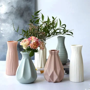 

7 Styles Creative PE Plastic Vase Pot Home Decor Decoration Dried Flowers Hydroponic Pot Nordic Decoration Vases for Flowers