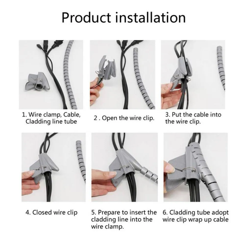 1.5m Length Cable Winder Flexible Spiral Tube Wire Organizer Cable Holder Wire Management Cord Protector Cable Wrap Clip