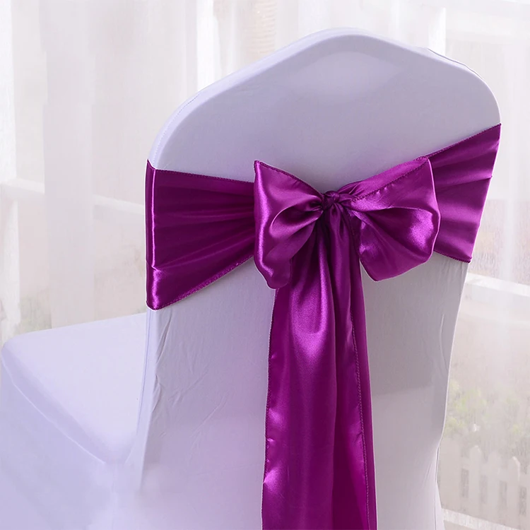 Pinkish Purple WedFavor 25 шт. атласная стул лук пояса свадьба крышка стула лента галстуки бабочки для вечерние события в гостиничных залах торжеств украшения - Цвет: Pinkish Purple