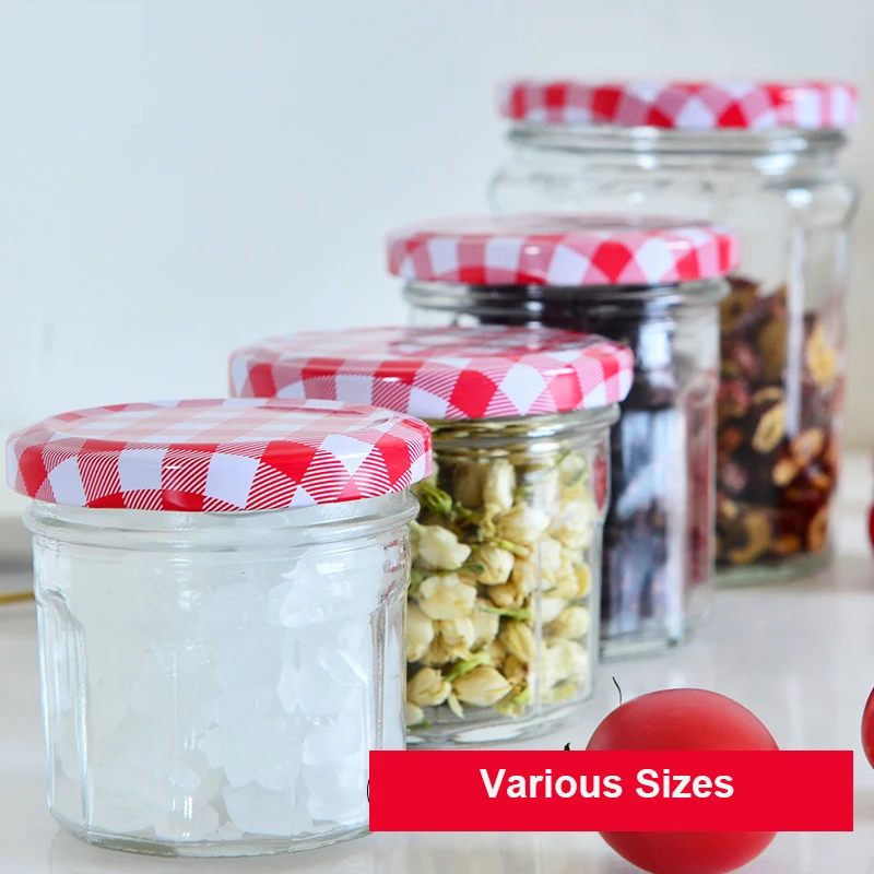 Glass Jars Canning Jars With Red Lids for Jam, Honey, Wedding Favors, Shower Favors, Baby Foods, DIY Magnetic Spice Jars 5