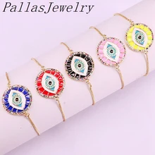 10 шт. Золотая эмаль глаз и цвет красочные кольцо с цирконом Девушки Женщины Мода браслет Шарм ювелирные изделия