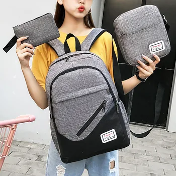 

simple backpacks Business Computer Backpack Travel Bag Male & Female High School Student Bag 3Pcs big capacity рюкзак сумка 2020