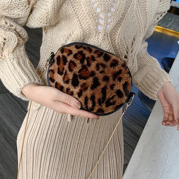

Leopard Plush MINI Crossbody Bags For Women 2019 Winter Shoulder Messenger Bag Lady Travel Phone Handbags and Purses #30