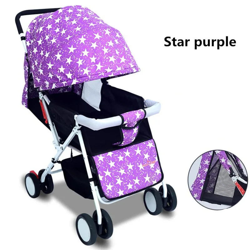 Star purple Детские коляски 3 в 1 Портативный складные коляски коляска для новорожденных высокого пейзаж четырёхколёсный вагончик с детская коляска для путешествий прогулочная коляска - Цвет: Star purple