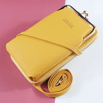 

2020 Women Wallet Solid Color Small Shoulder Bag Multi-Function Letter Phone Money Wallets Pocket Bags Clutch Organizer Storage