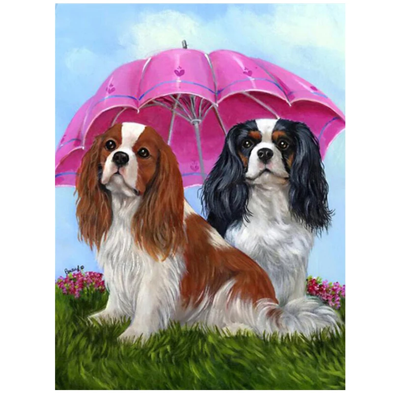 5d Diy Diamond Cross Stitched Dog Mosaic Full Square Round Diamond Embroidery Cute Pet Puppy