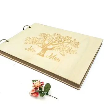 

Mr&Mrs DIY Wedding Guest Book Personalized Rustic Wooden Guestbook Photo Memory Book Album Anniversary Gift 449E