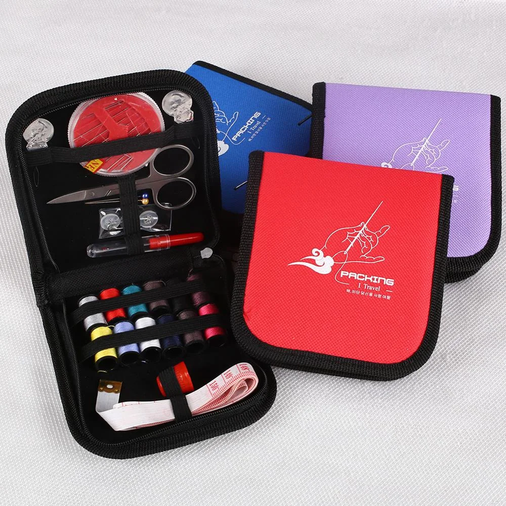 

Sewing Kit Thread Threader Needle Tape Measure Scissor Thimble Box Bag