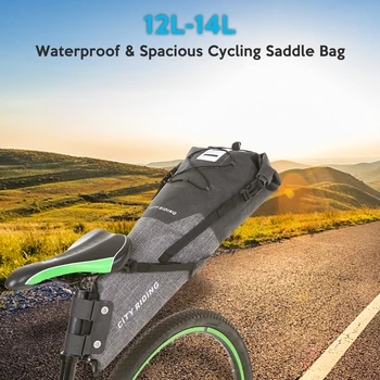 

12-14L Bike Large Saddle Bag Cycling Rear Seat Bag Waterproof Cycling Rear Seat Pannier Bike Tail Storage Bag