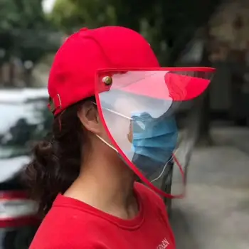 

New protective cap Anti Droplet Dust-proof Full Face Covering Detachable Visor Baseball Cap Hat Removable washable isolation Cap
