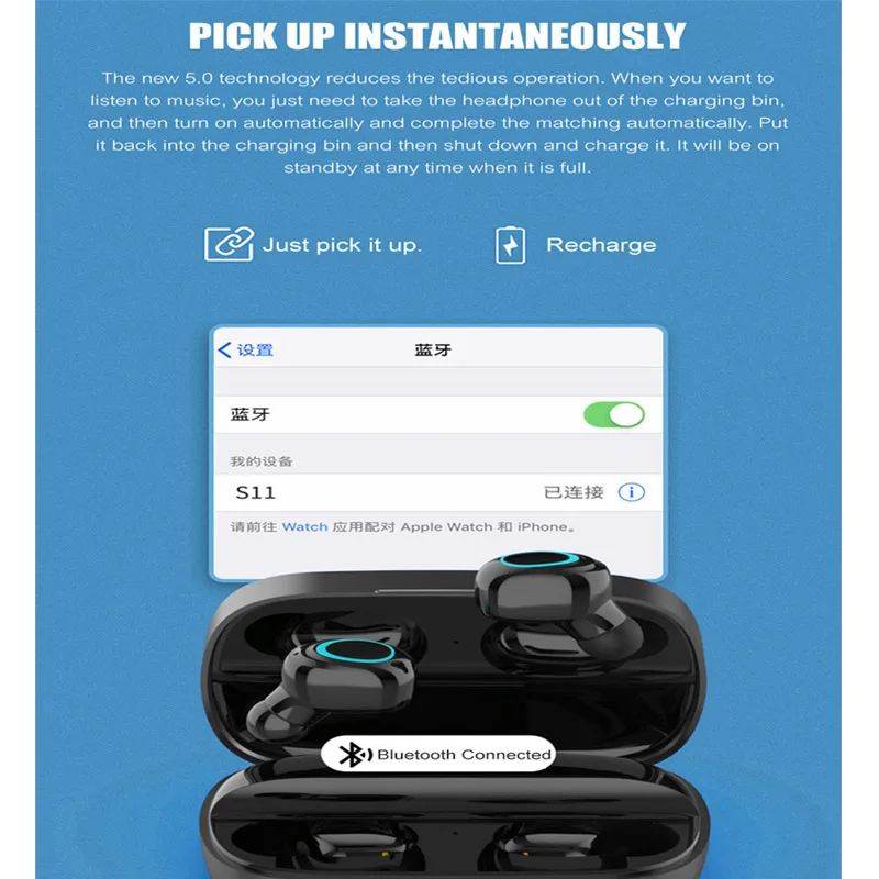 LEORY S11 TWS bluetooth V5.0 наушники DSP шумоподавление игры 9D Стерео Водонепроницаемый Спорт Мини наушники с 3500 мАч банк питания