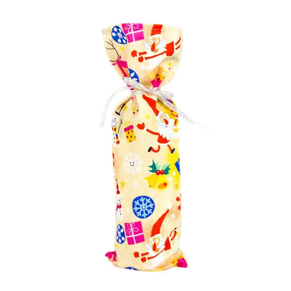 Christmas Wine Set Decoration Polyester Cotton Flannel Printed Christmas Wine Set Christmas Champagne Bottle Set - Цвет: Оранжевый