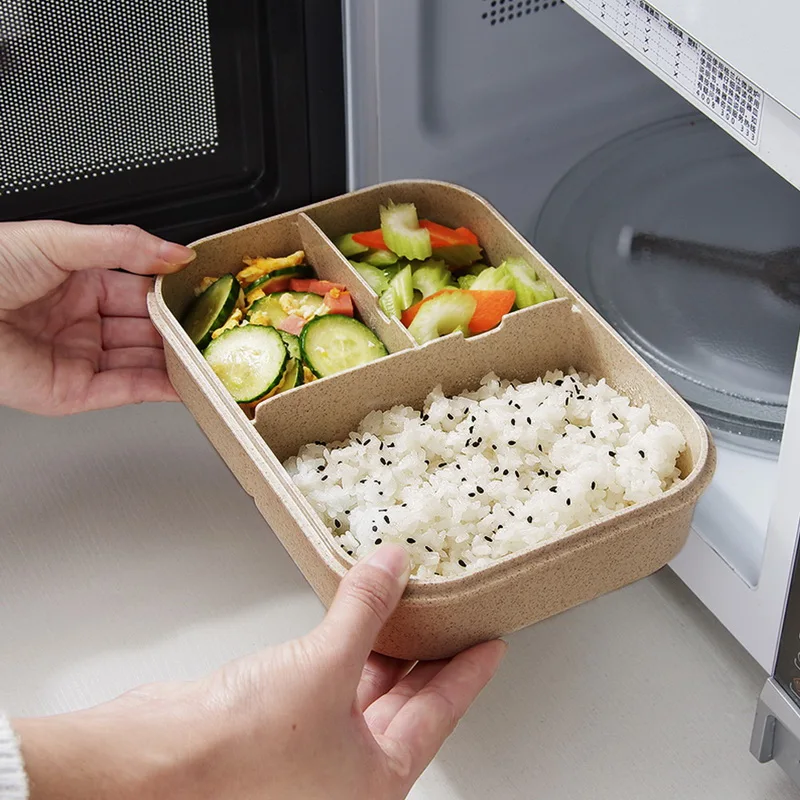 3 отсека Ланч-бокс для микроволновки герметичная независимая решетка Bento Ланч-бокс для контейнер для обеда ребенку переносной пищевой контейнер