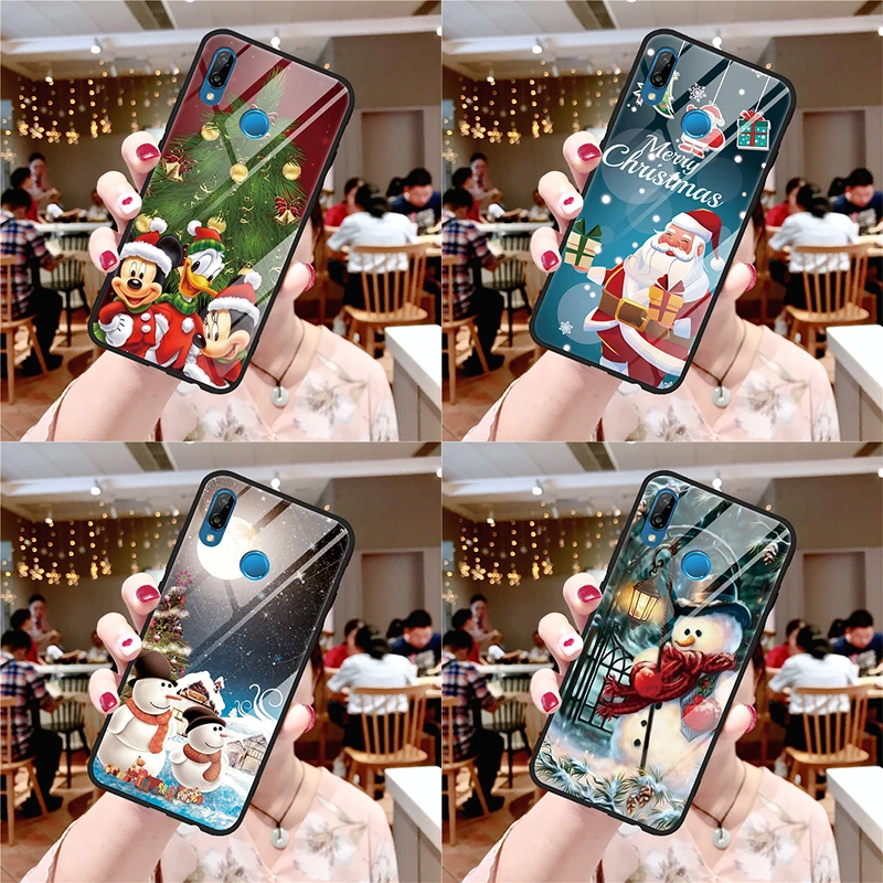 

Merry Christmas Snowman Tempered Glass Cases For Huawei P10 P30 P Smart P20 Lite 2019 P9 Plus Mate 30 20 10 Pro Lite 20X X Case