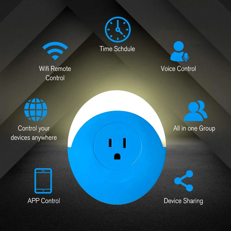 

Wifi Smart Socket EU US Plug Warm White RGB Night Light Works With Alexa Google Home IFTTT Smart wifi remote control socket