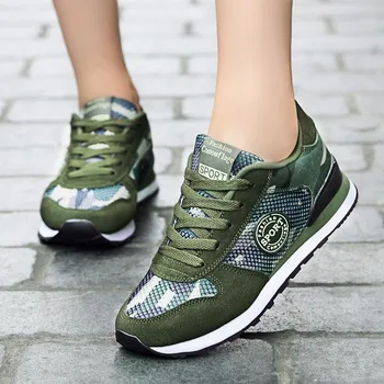 

CHIMIZHAI Women Shoes Canvas Sneakers Military Training Shoes Woman Camouflage Shoes Army Green Sneakers Outside Pumps S62