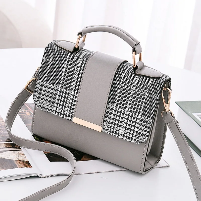 Grey plaid Adisputent сумки-мессенджеры летние женские Модные PU кожаные сумки через плечо Bolsa Feminina маленькие сумки через плечо с клапаном - Цвет: Grey plaid
