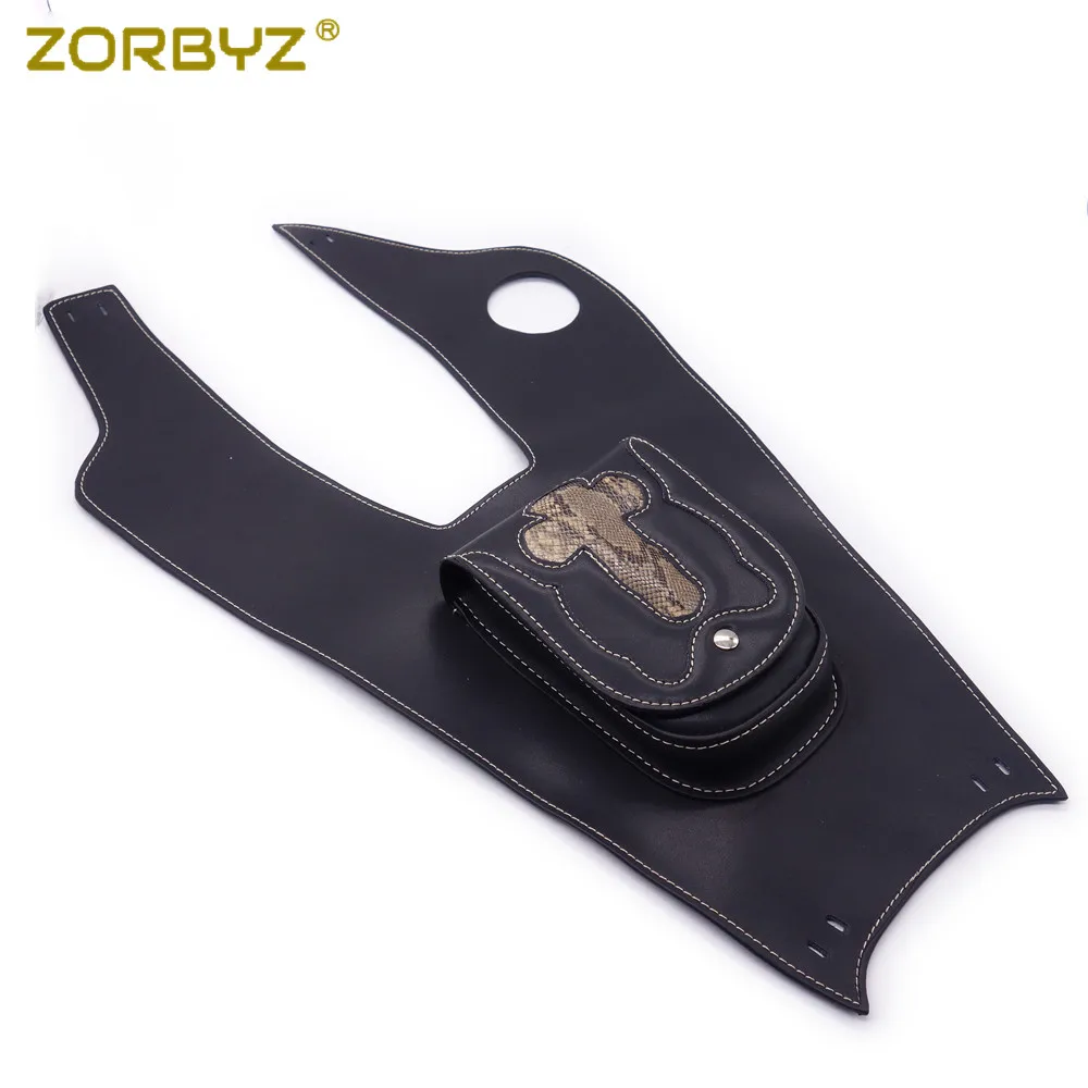 Motorcycle Tank Bag ZORBYZ Black Motorcycle Artificial Leather Right Tank Cap Panel Cover Bag for Yamaha XVS650 1999-2007