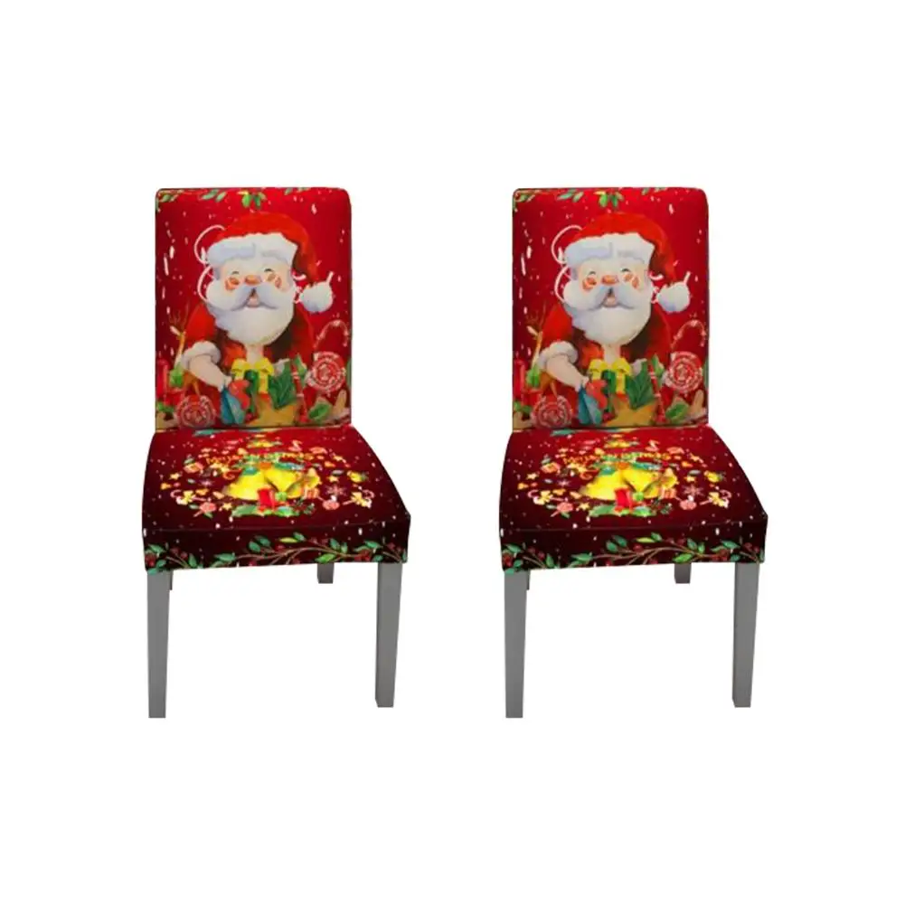 

2PCS Chair Cover Christmas Digital Printing Stretch Elastic Slipcovers Chair Covers Dining Room Kitchen Wedding Banquet Hotel