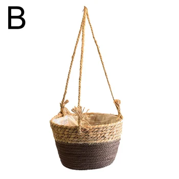 

Garden Plant Storage Basket Jute Rope Hanging Planter Woven Indoor Outdoor Flower Holder Plant Hangers Home Decor HG99