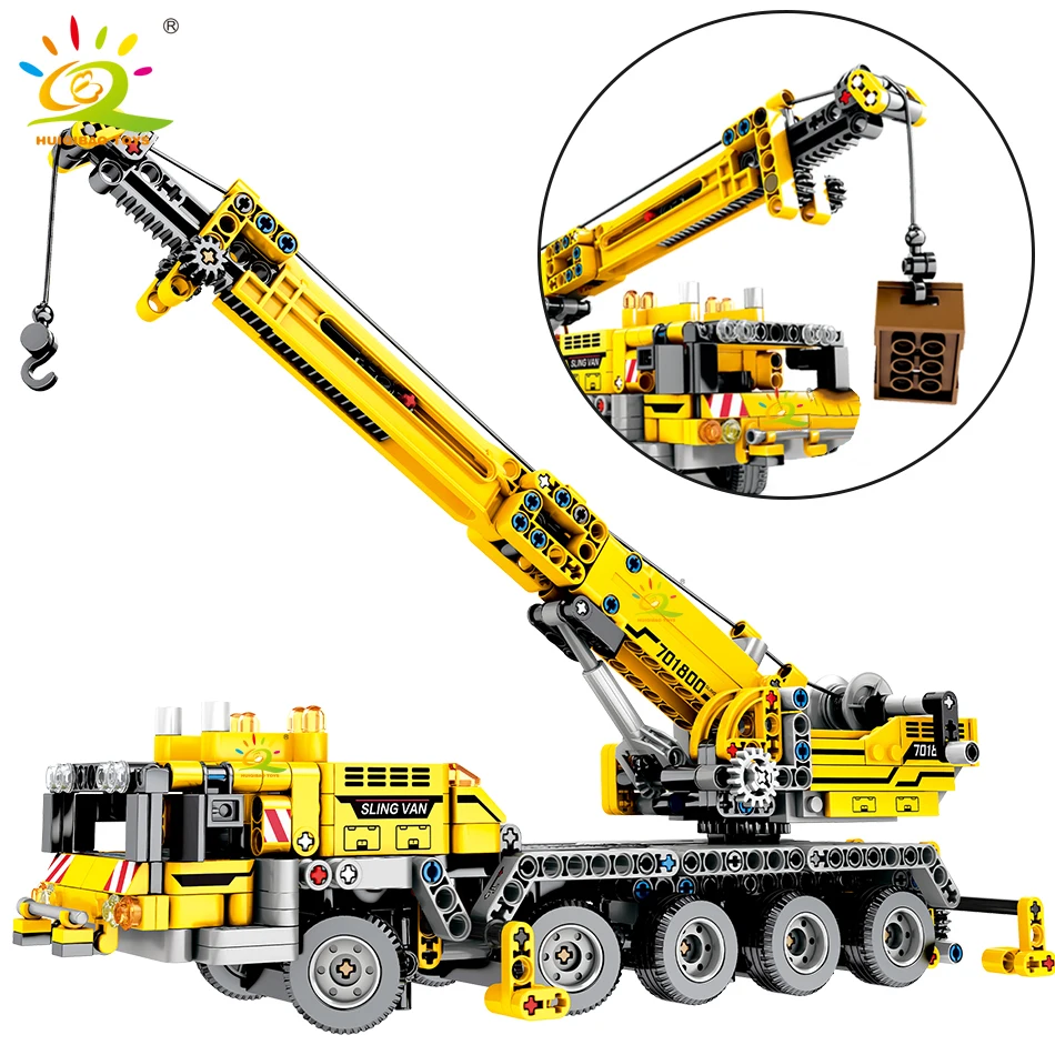  665pcs Technic Engineering Lifting Crane Building Blocks Compatible legoing Technic truck Construct