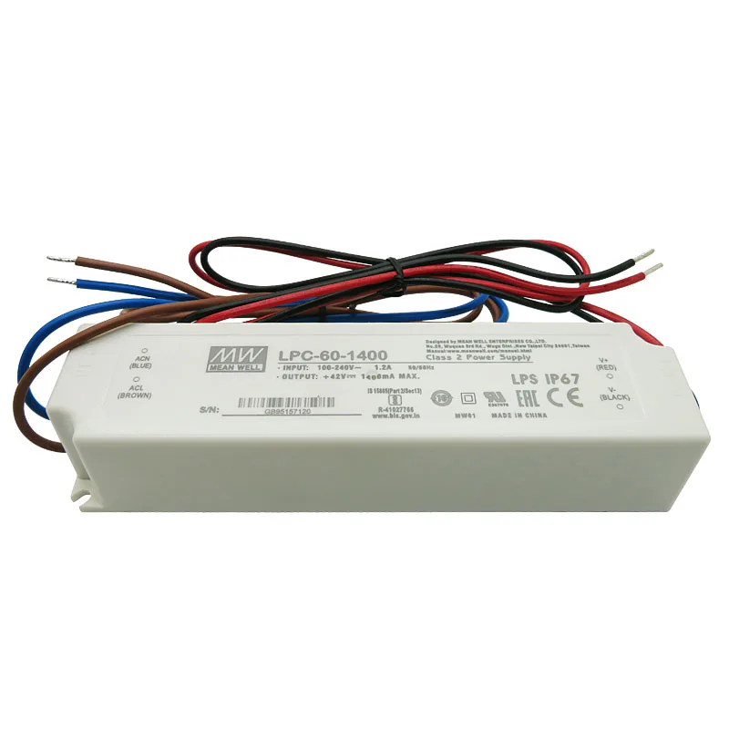 MEAN WELL LPC-60-1400 драйвер DC 42V 1400MA источник питания для Cree CXB3590 светодиодный