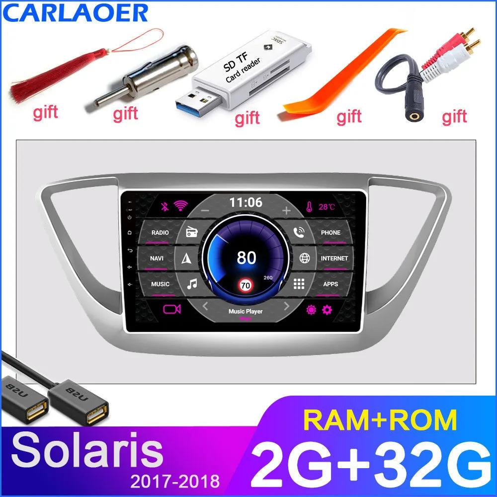 2G 32G Для Solaris 1 2 Hyundai Accent Verna 2G+ 32G автомобильное радио 2 din android 8,1 видео мультимедийный плеер навигация gps WiFi 2011 - Цвет: 2G 32G