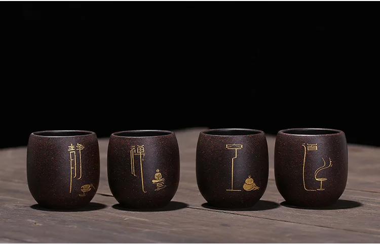 Clay Cup Black Red Clay Small Glass Teacup Wholesale Manufacturers Direct Selling Zen Tea Set Accessories Customizable