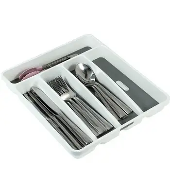 

Gray Cutlery Tray Storage Box Drawer Divider for Kitchen Closet Organize