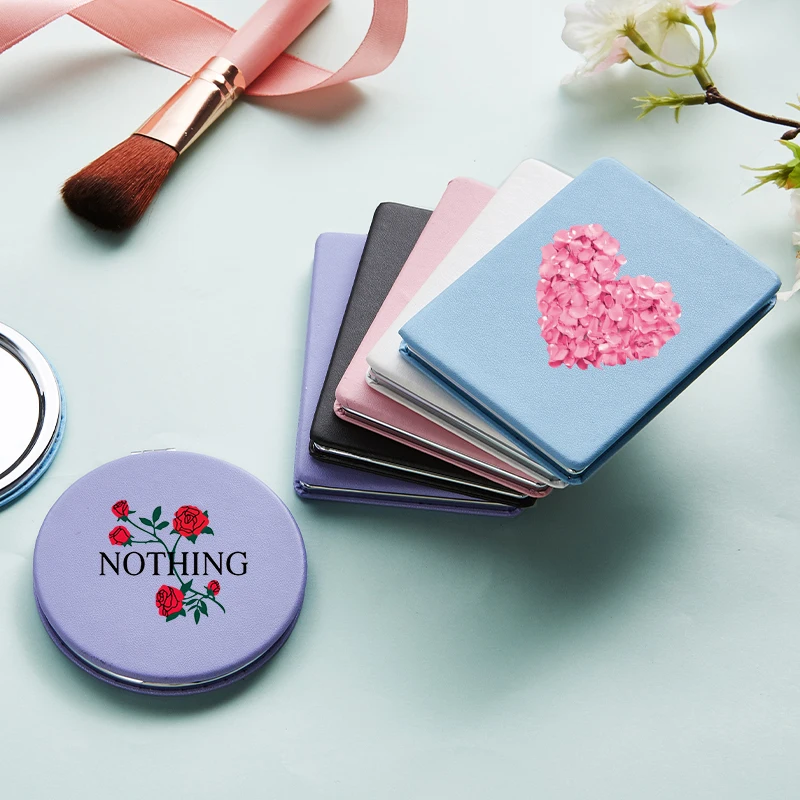 Flower Fashion Makeup Mirror with Double Side for Girl Portable Travel Folding Magnifying Compact Pocket Cosmetic Vanity Mirrors | Красота и