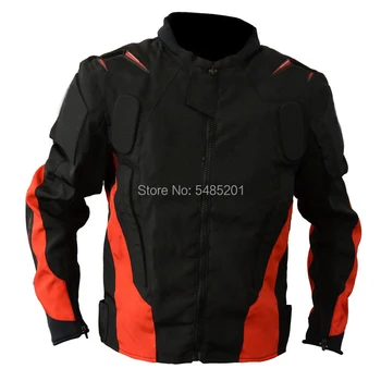 

Black Red Men's Textile Motorcycle Riding Jacket with Protectors with Cotton Lining A Star Racing Jacket