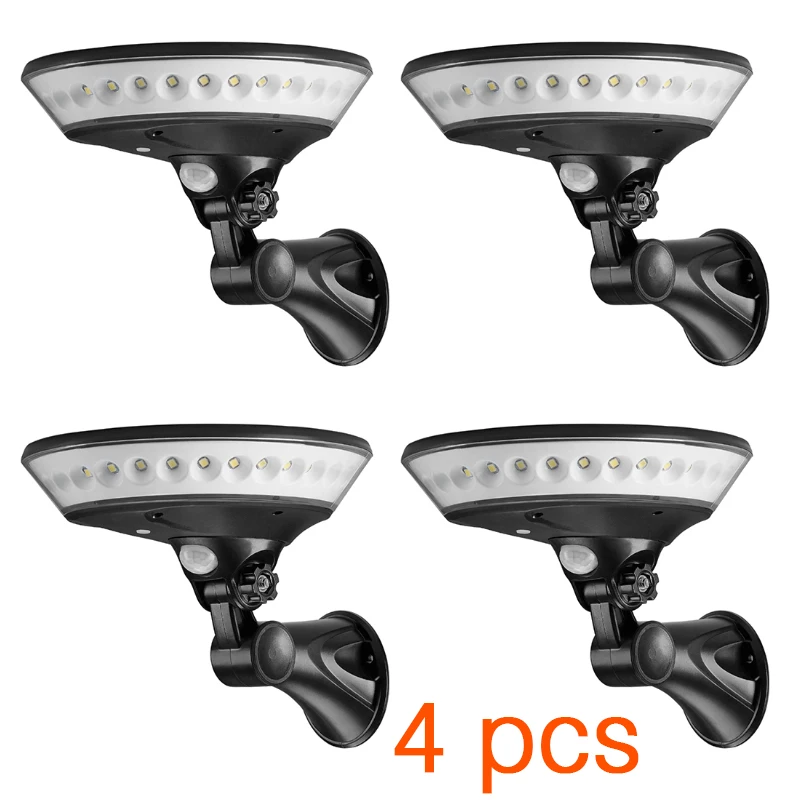 360D - 4pcs Трехрежимный солнечный светильник с датчиком движения PIR, солнечный садовый светильник, энергосберегающий уличный светильник, уличный светильник на 360 градусов, настенный светильник - Испускаемый цвет: 360D - 4pcs