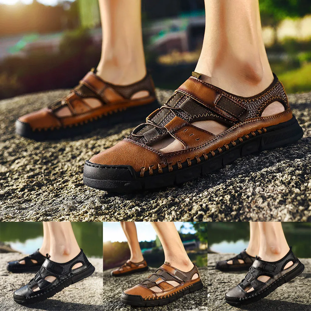 Vogue Men Sandals Summer Men Shoes Breathable Trend Beach Solid Sports Slippers Outdoor Large Size Flat Casual Wild Jun21