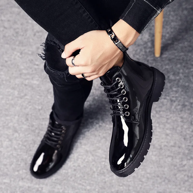 

2019 New Style Spring Hight-top Leather Shoes MEN'S SHOES Korean-style Trend England High State Casual Social Lively Fella Trend