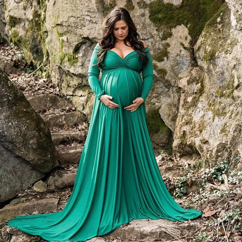 Desconfianza Camello Percibir Vestido largo para mujeres embarazadas, ropa de embarazo, vestidos de  maternidad para sesión de fotos, maxivestido  azul/negro/blanco/amarillo/verde| | - AliExpress