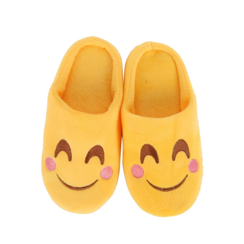 Hilittlekids/зимние детские хлопковые тапочки для мальчиков и девочек; Вьетнамки с изображением улыбающегося лица