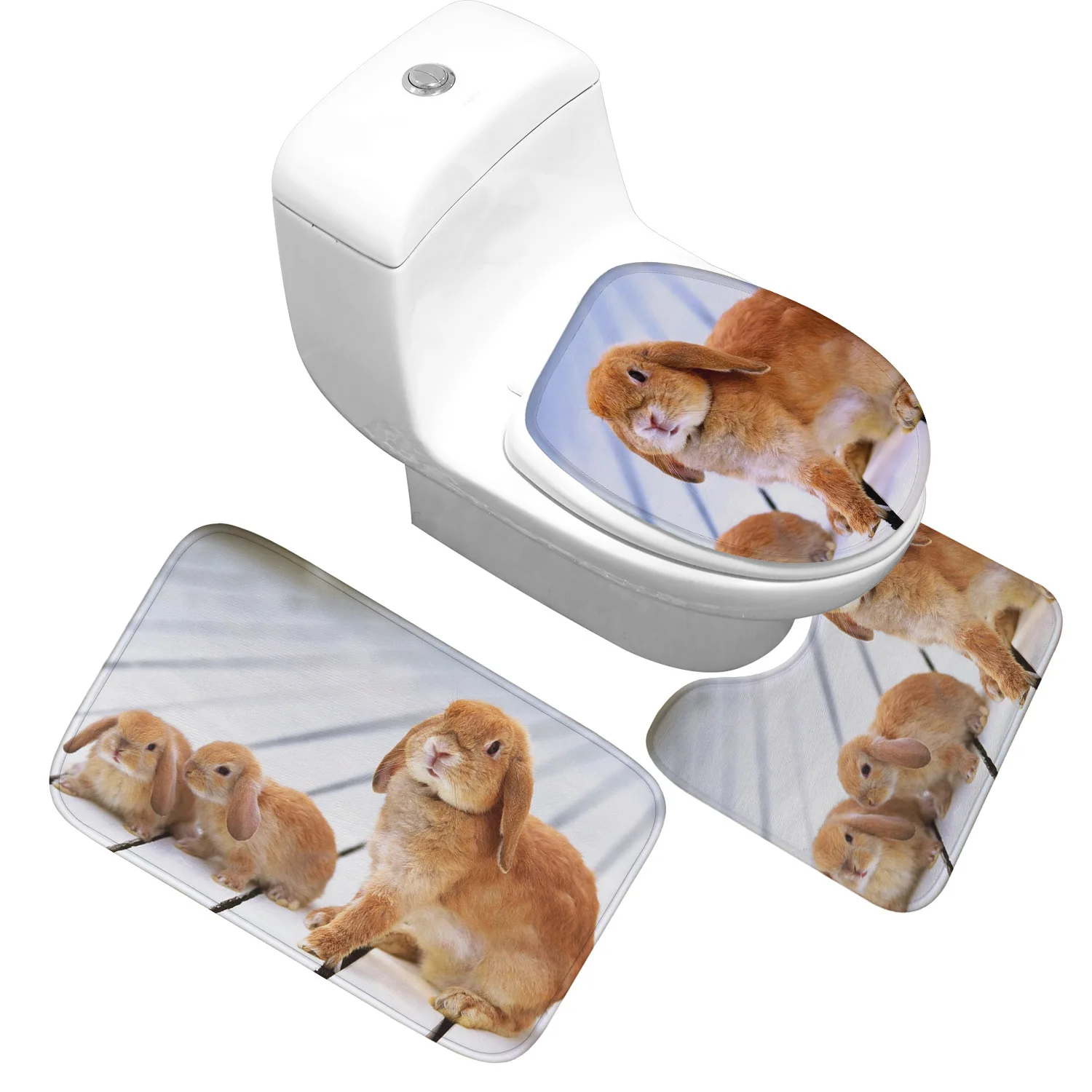 Zeegle Bathroom Carpet Set Anti Slip Bathroom Doormat Shower Mat Flannel Soft Toilet Seat Cover Absorbent Toilet Pedestal Rug