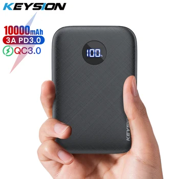 

KEYSION 10000mAh Type-C PD Power Bank for iPhone 11 Pro Max XS mini Portable LED Display QC 3.0 Charger Battery for Samsung S20