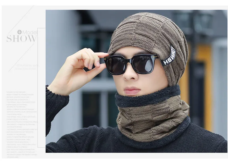 Новые зимние шапочки Skullies для женщин мужские шерстяные шарфы головные уборы, Балаклава маска Knitted шапка вязаная