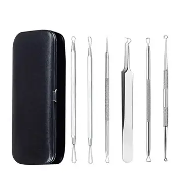 

7pcs Blackhead Remover Tool Poratble Double-head Stainless Steel Acne Needle Acne Pins Acne Removal Needle for Salon Home Face