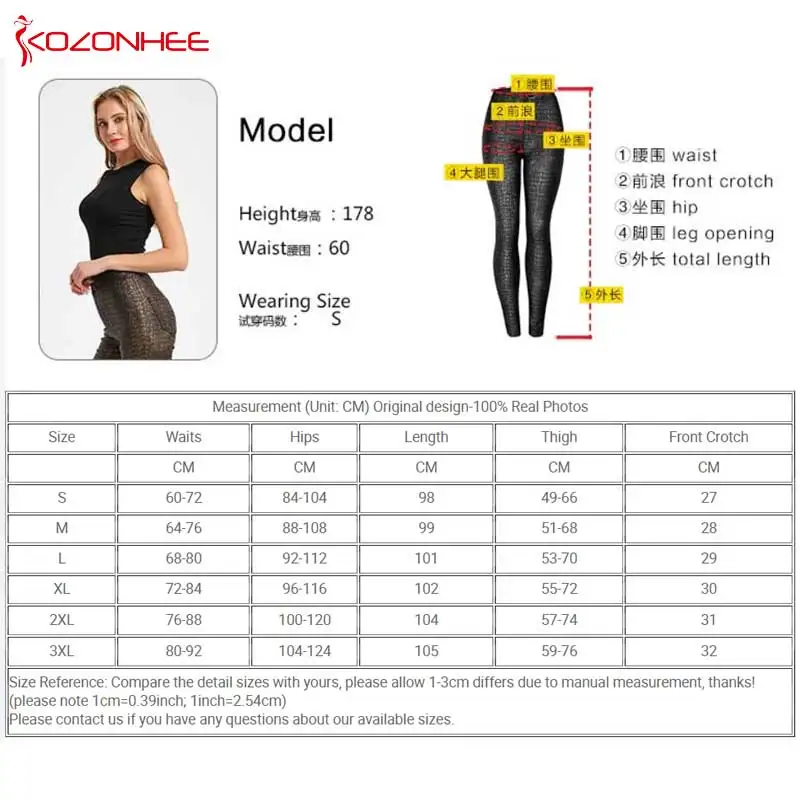 Fashion Stretch Gold PU Leather Pants Women High-Waist Female Elasticity Women's Tights Pencil PU Crocodile leather Pants #08