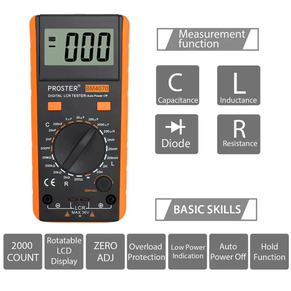 Beste Proster LCR Meter Met Buiten bereik Display Capaciteit Inductie Resistance Multimeter zelfontlading Tester Meten Meter