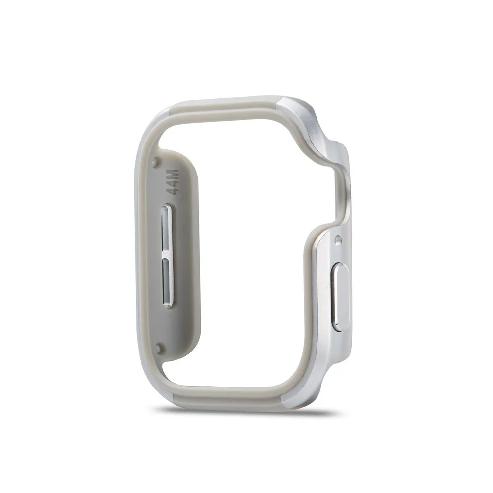 Silver Чехол-бампер из ТПУ+ алюминиевого сплава для часов Apple Watch Case 44 мм 40 мм защитный аксессуар для iWatch Series 5 4 - Цвет: Silver