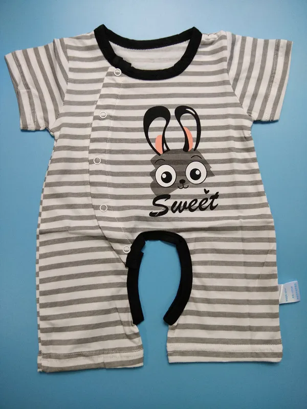 Стиль Детские комбинезоны хлопок короткий рукав для новорожденных Одежда для маленьких мальчиков и девочек милый мультфильм детская одежда ползунки для детей - Цвет: rabbit
