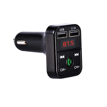 

1pc Car Bluetooth 5.0 FM Transmitter Black Wireless Handsfree Audio Receiver Auto MP3 Player 2.1A Dual USB Fast Charger