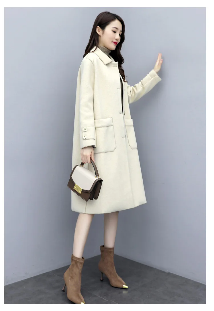 Autumn Single Breasted Long Sleeve Plaid Double-faced Woolen Goods Non-Lining Cloth Woolen Jacket Overcoat Women's